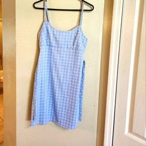 90's blue and white plaid dress